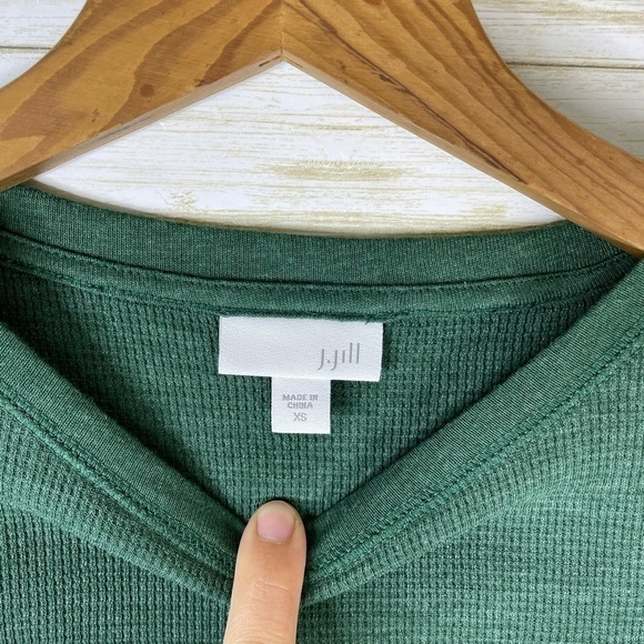 J. Jill Green Waffle Knit Long Sleeve Top - Picture 4 of 6
